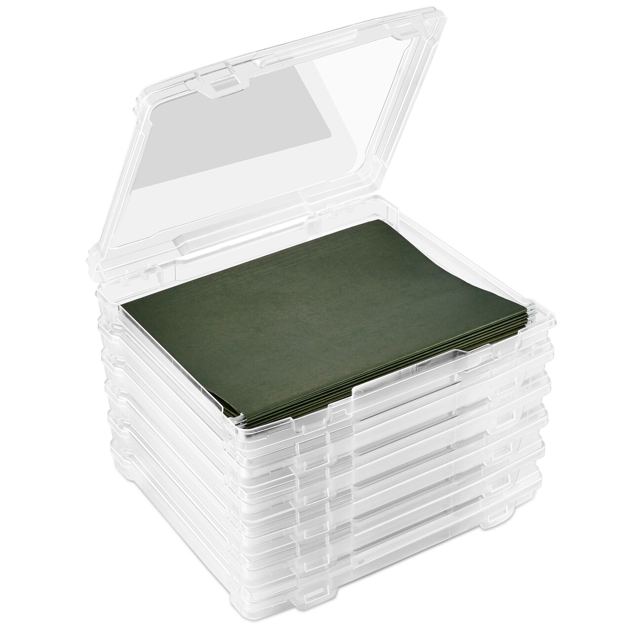 Sorbus Art Supplies Storage Containers - Clear Plastic Stackable Storage Box with Snap-Tight Closures for Crafts, Board Games, Photos - Made in the USA